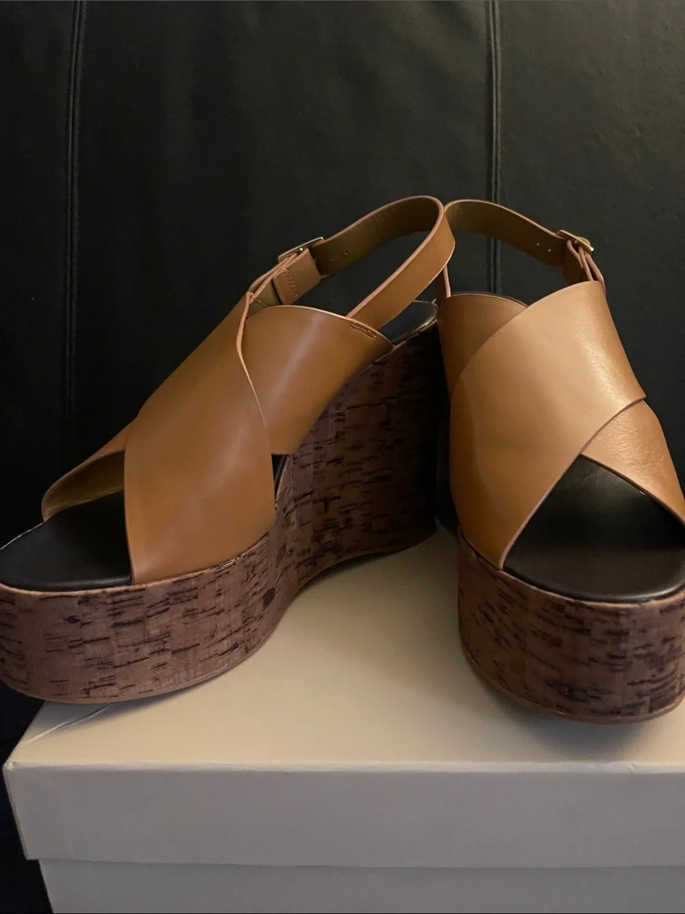 Tony Bianco Vogue Women’s Platform Wedge Slingback Sandal Tan Como NWB